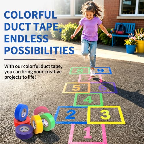 Image of Oleitodh 6 Pack 1 in x 20 yd Rainbow Colored Duct Tape