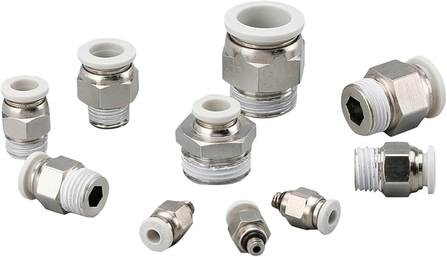 1pcs Pneumatic Connector White Plastic Hose Fitting Male Thread PC/PCF/PB/PL/SL Air Pipe Quick Fittings 12/10/8/6/4mm 1/4 1/2 1/8 3/8(12-01,SL)