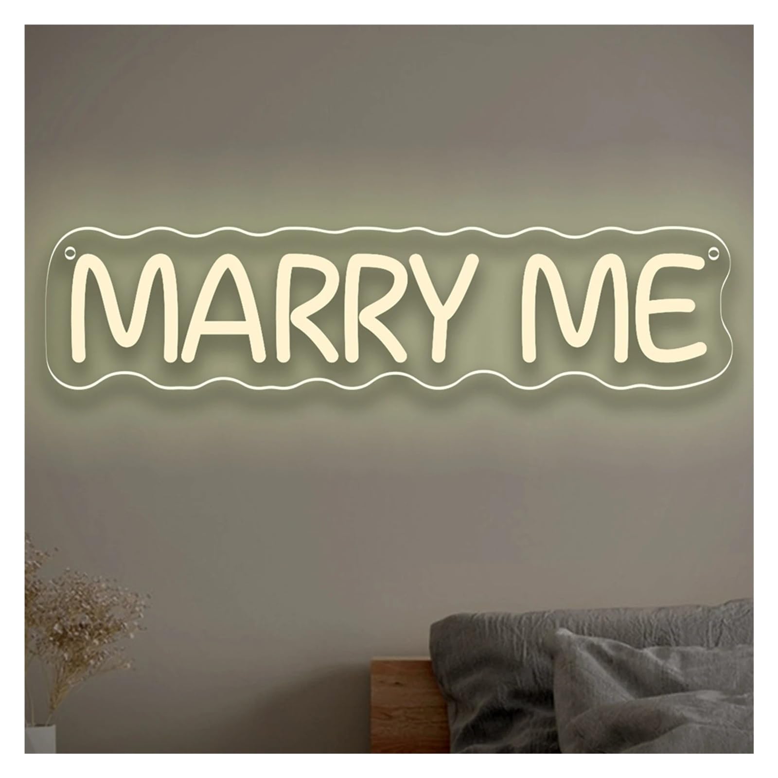 RONGCH Hanging Art Signs Marry Me Neon Sign for Gameroom Bedroom Bar Livingroom Birthday Party 40.6x9.5cm