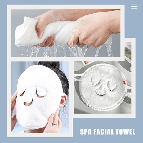 Miniatura 2 de minkissy 2 piezas de toallas faciales reutilizables, antienvejecimiento, compresa fría y caliente, toalla de vapor facial, mascarillas hidratantes,