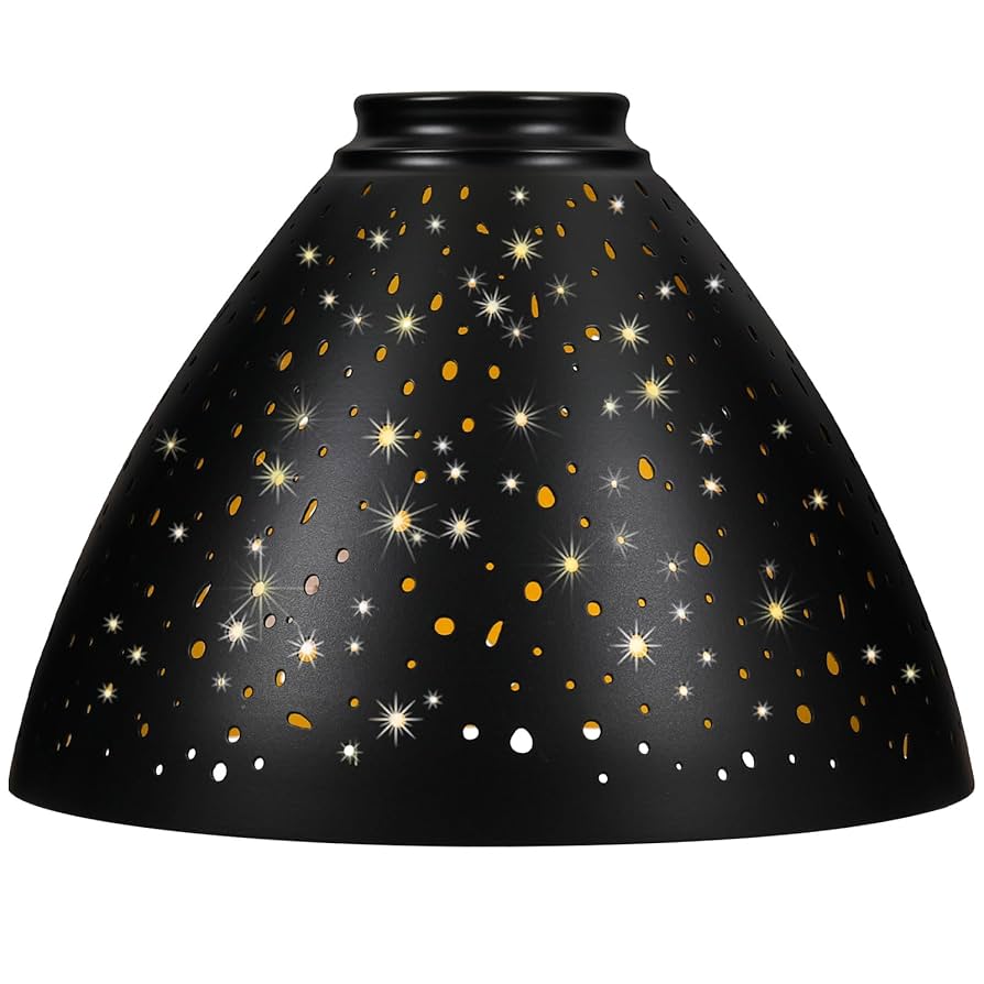 Metal Lamp Shade For Floor Lamp, Etched Stars Torchiere Lamp