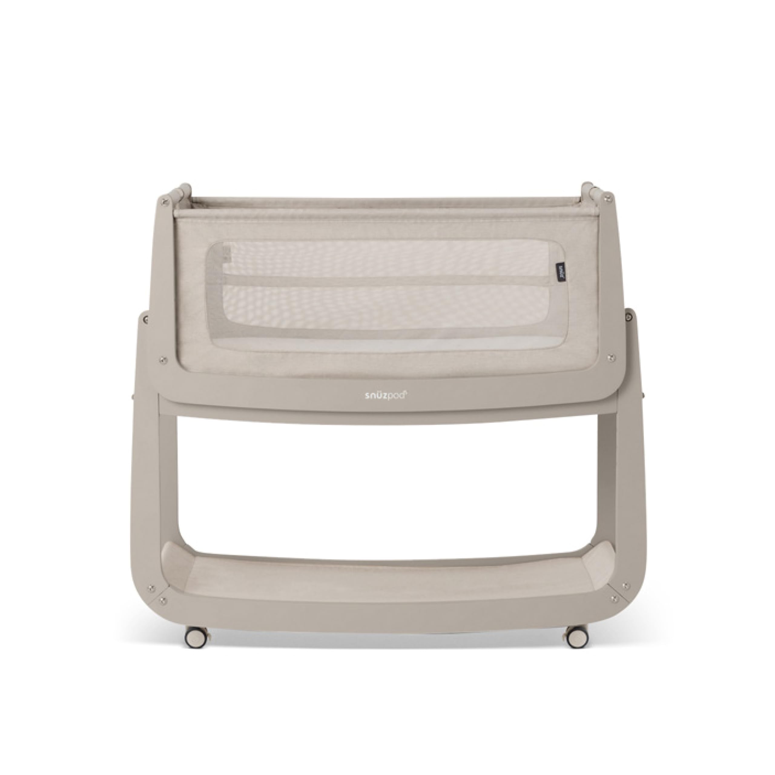 SnuzPod 5 Bedside Crib - Newborn Next to Me Crib with Zip Down Breathable Windows, Lift-Off Bassinet, Portable & Rocking Stand, 3-in-1 Baby Bed with Wheels & Mattress, Pebble