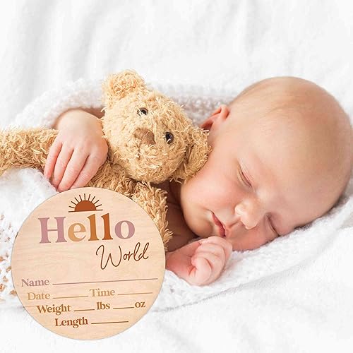 Miniatura 115 de Letrero de estadísticas de nacimiento para recién nacido, anuncio de nombre de bebé, accesorio de fotografía de Hello World Elephant Hospital