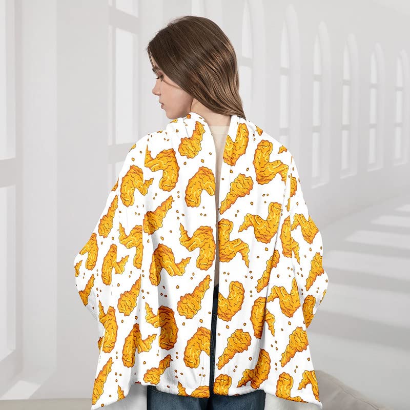 Loussiesd Fried Chicken Wings Wearable Fleece Blanket with Sleeves for Adult Kids Women Men Caloric Foods Micro Plush Comfy Wrap Sleeved Throw Blanket - Image 4