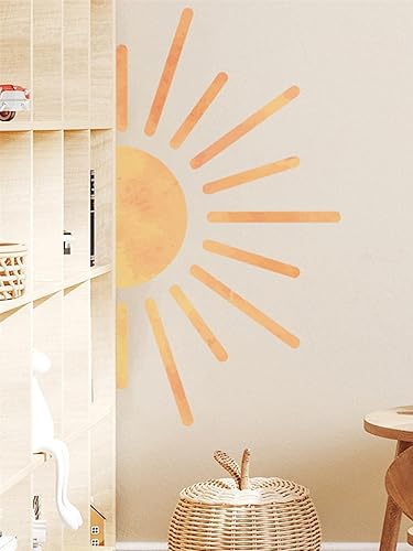 Miniatura 3 de Calcomanía de pared para niños, calcomanías de sol amarillo grande, decoración de sol y nubes, decoración de pared de sala de juegos, calcomanías de