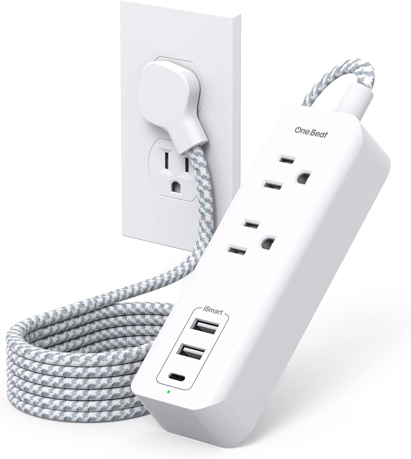 Cruise Essentials, USB C Travel Power Bar, Flat Plug Power Bar with 2 Outlets 3 USB Ports (1 USB