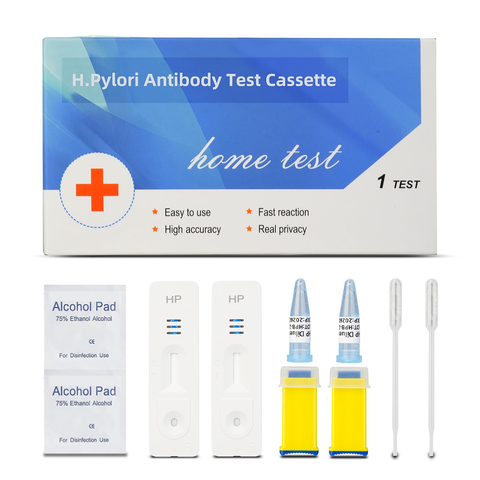 Kueysing Helicobacter Pylori 2 Test Kits, Helicobacter Pylori 10-15 Minutes of Quick Home Testing, The Result is Highly Accurate, Easy to Read and use
