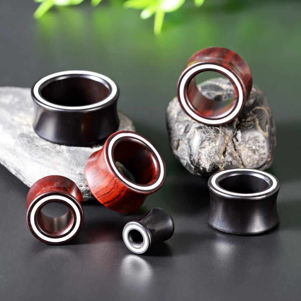 COOEAR 2 Paar Holzohrmessgeräte Ösenohr-Tunnel Elegante Stecker Muschel Kreis Stil Ohrringe Bahre.