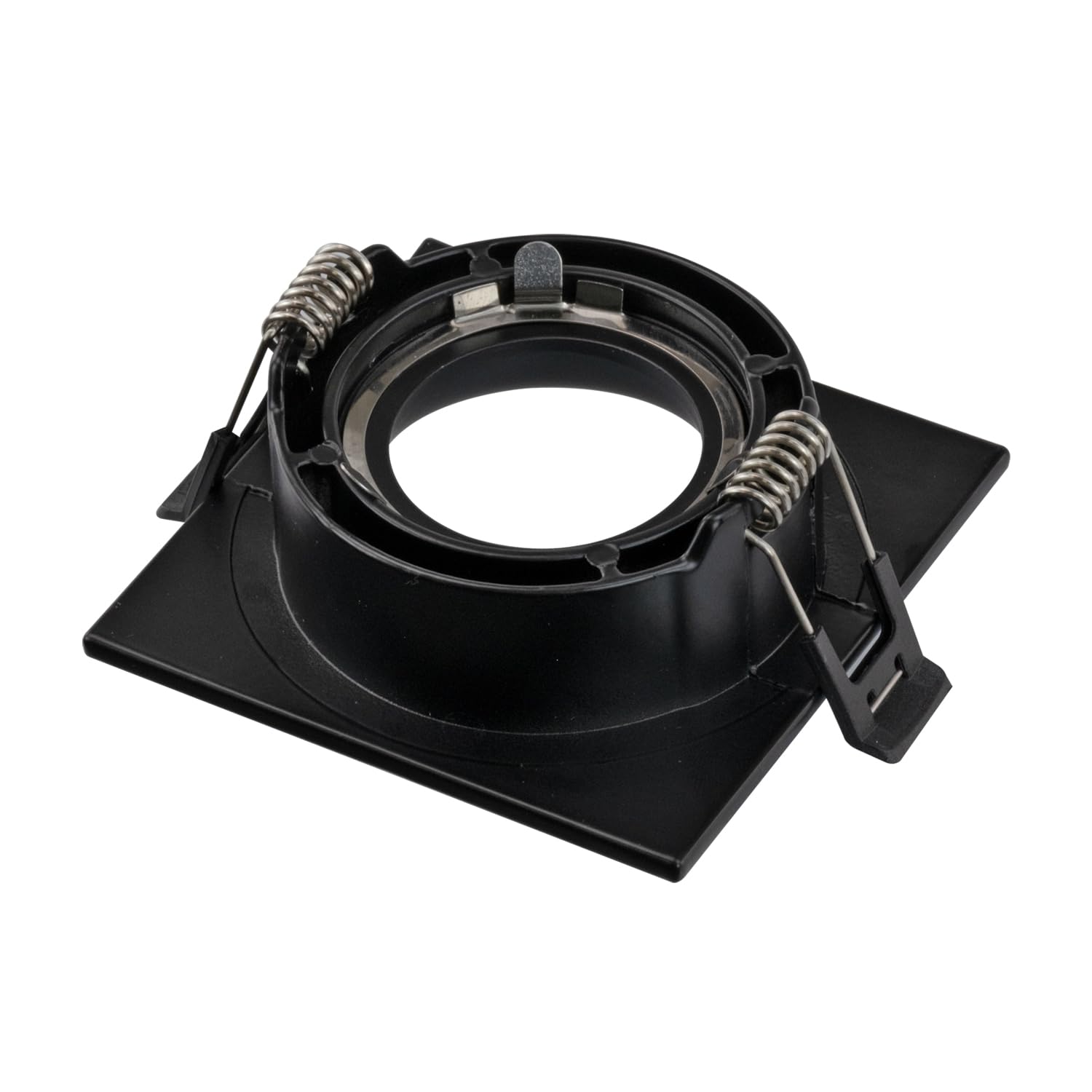 Popp® Marco Downlight ARO Marco Fijo con Curva Interior aluminio para bombilla GU10, MR16 Negro Cuadrado para corte de Ø70mm para pasillo, oficina, salon etc (Pack 10 unidad, Negro Cuadrado)