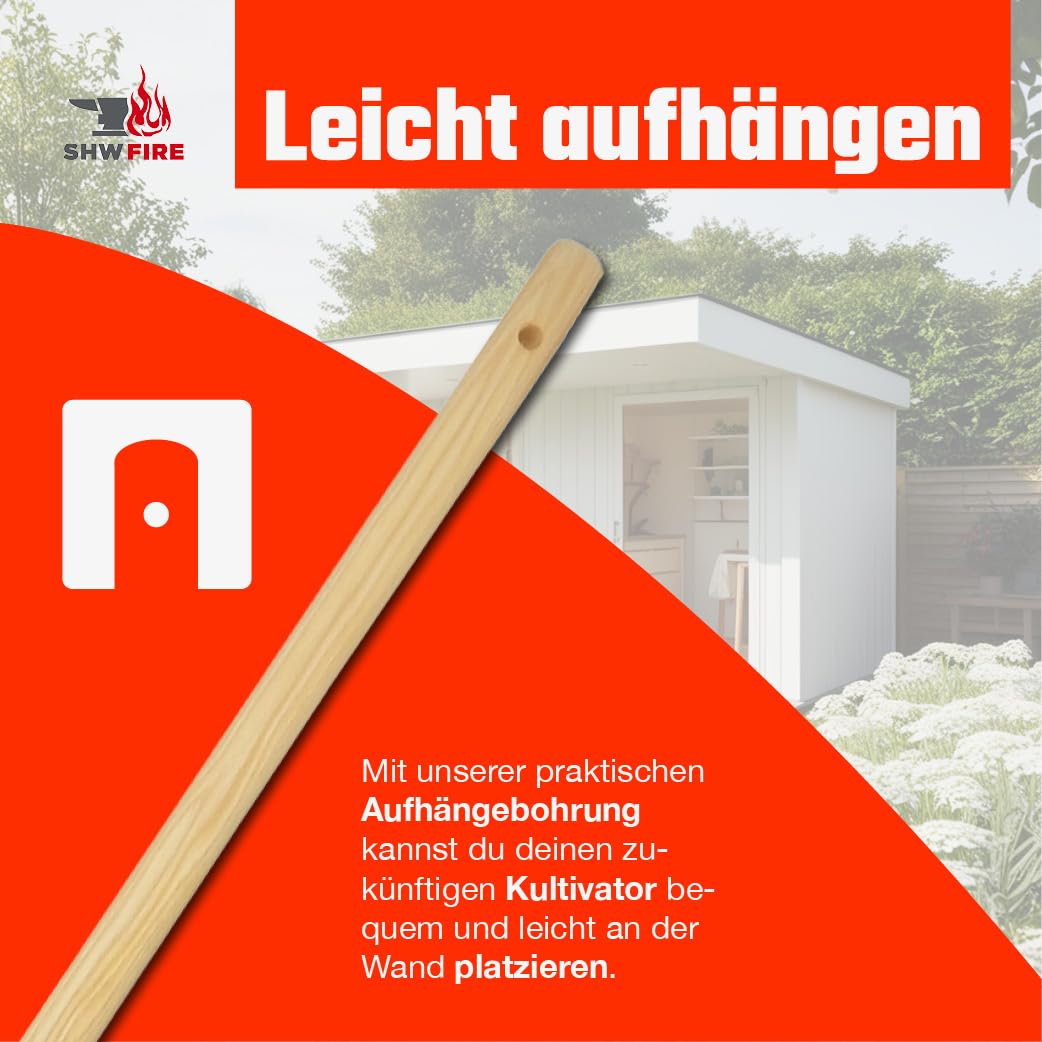 SHW-FIRE | Bio-Kultivator 135 cm mit geschmiedetem Sauzahn, robuster Spezialstahl, ergonomischer Eschenholzstiel, ideal für Hochbeete und eng bepflanzte Gärten | Made in Germany