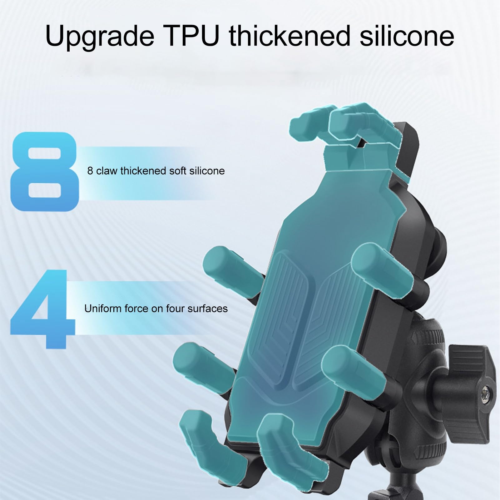 Supporto Sicuro per Telefono per Moto - Supporto antifurto con Cuscinetto in Silicone per Assorbimento degli Urti a 8 Artigli per Manubri da 11 a 27 mm, Ideale per