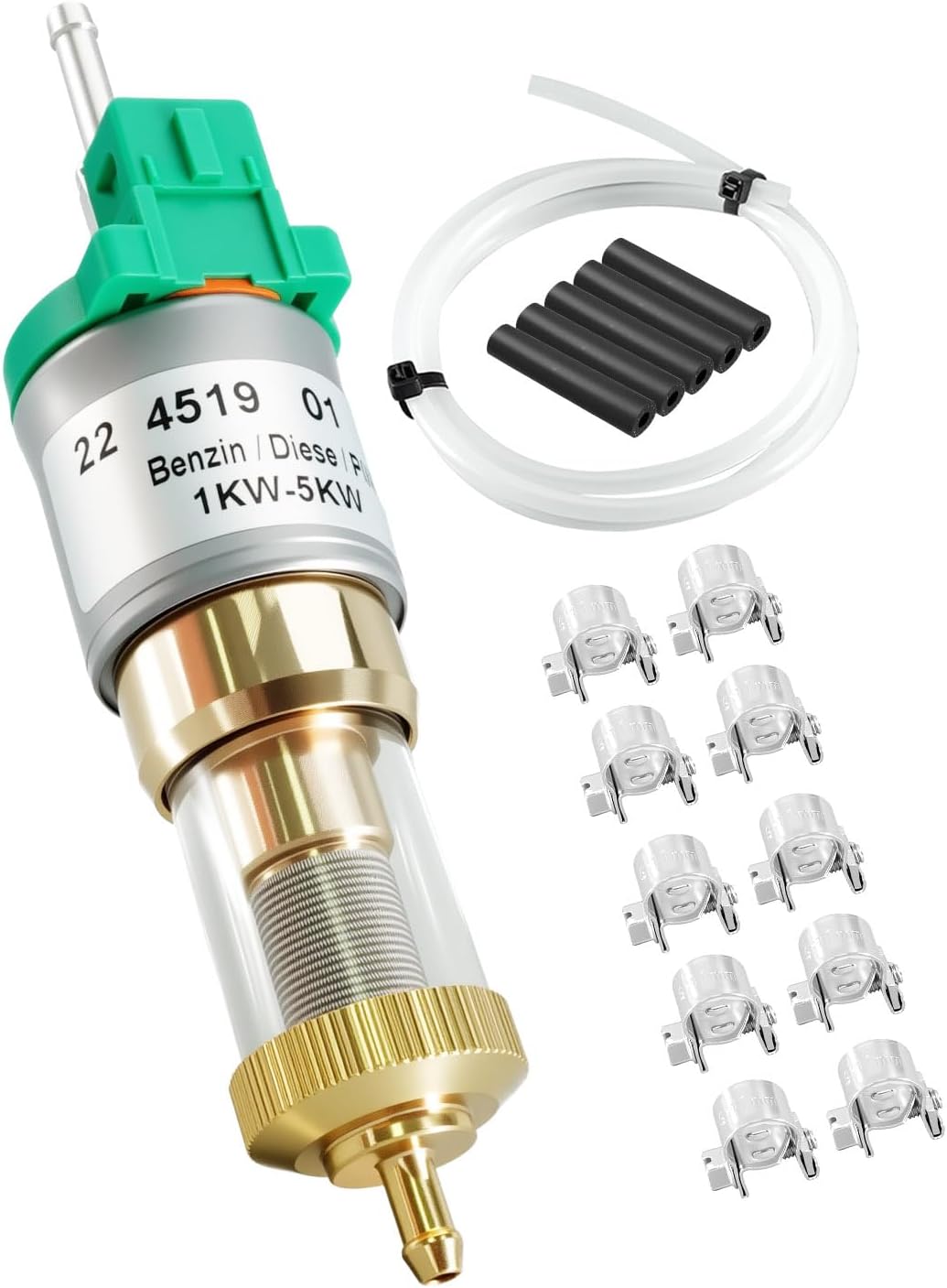 Diesel Heater Fuel Pump Fit for Eberspacher Airtronic D2 D4 D5 Chinese Diesel Heater 2KW 3KW 5KW, Double Filter Quieter Parking Air Heater with Fuel Hose 12V 22ML Fuel Metering Pump Replace 22451901