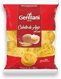 Macarrão Cabelo De Anjo Com Ovos Germani 500G, Germani Alimentos, Massa Cabelo De Anjo De Sêmola Com Ovos Pasta Capelli D'Angelo All Uovo, Vermelho, Deliciosamente Angelical, Receita Caseira Desde 1892