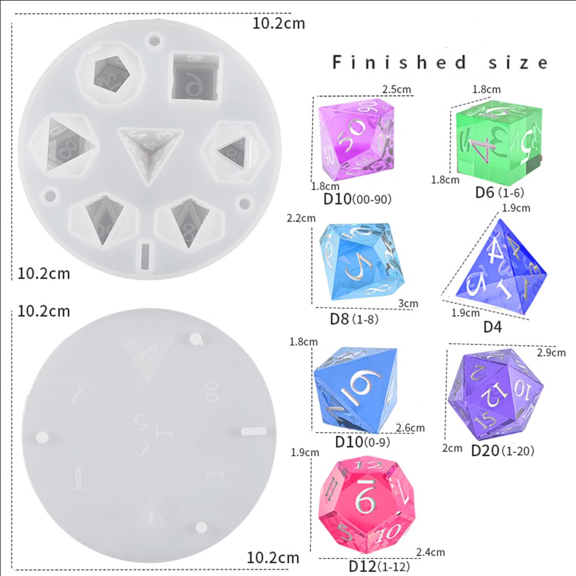 Stampi Silicone Dadi D&D, Stampo Dadi Poliedrici per Giochi di Società, Stampini Resina Epossidica Dadi Poliedrici, Dice Resin Molds per DND RPG MTG Dungeon and Dragons Gioco (Dadi D&D)