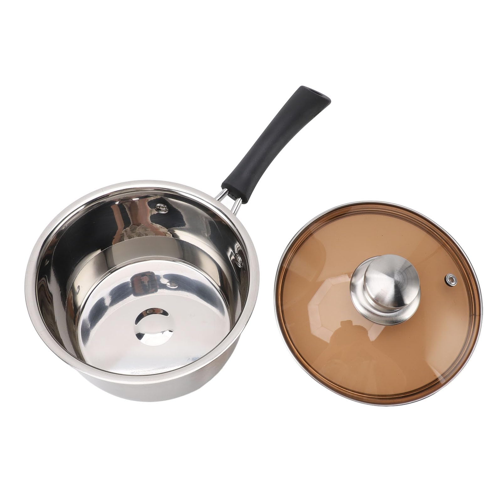 Pentola in acciaio inox, piccola pentola per latte, con manico singolo con rapido trasferimento di calore e design anti-scottatura, zuppa ispessita per alimenti per bambini, porridge e cottura a