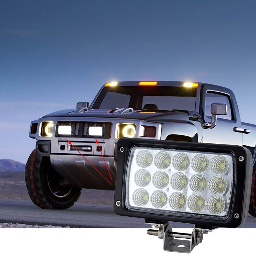 2 X 45W phare de travail LED lampe voiture SUV ATV tracteur pelleteuse camion grue 4x4 camion Work light Phare LED Lampe à LED pour véhicule tout-terrain 12V 24V Lumière LED