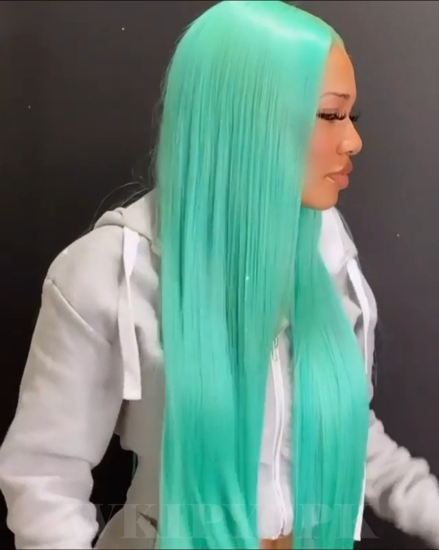 Amazon.com : WKIPYCPK Blue Green Color Synthetic Lace Front Wigs