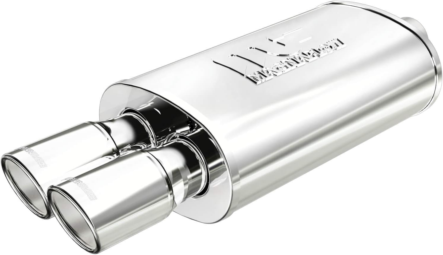 MagnaFlow Performance Exhaust Muffler 14862: 2.25"/3" Inlet/Outlet, 5x8x14" Oval, Stainless Steel, Brushed Finish