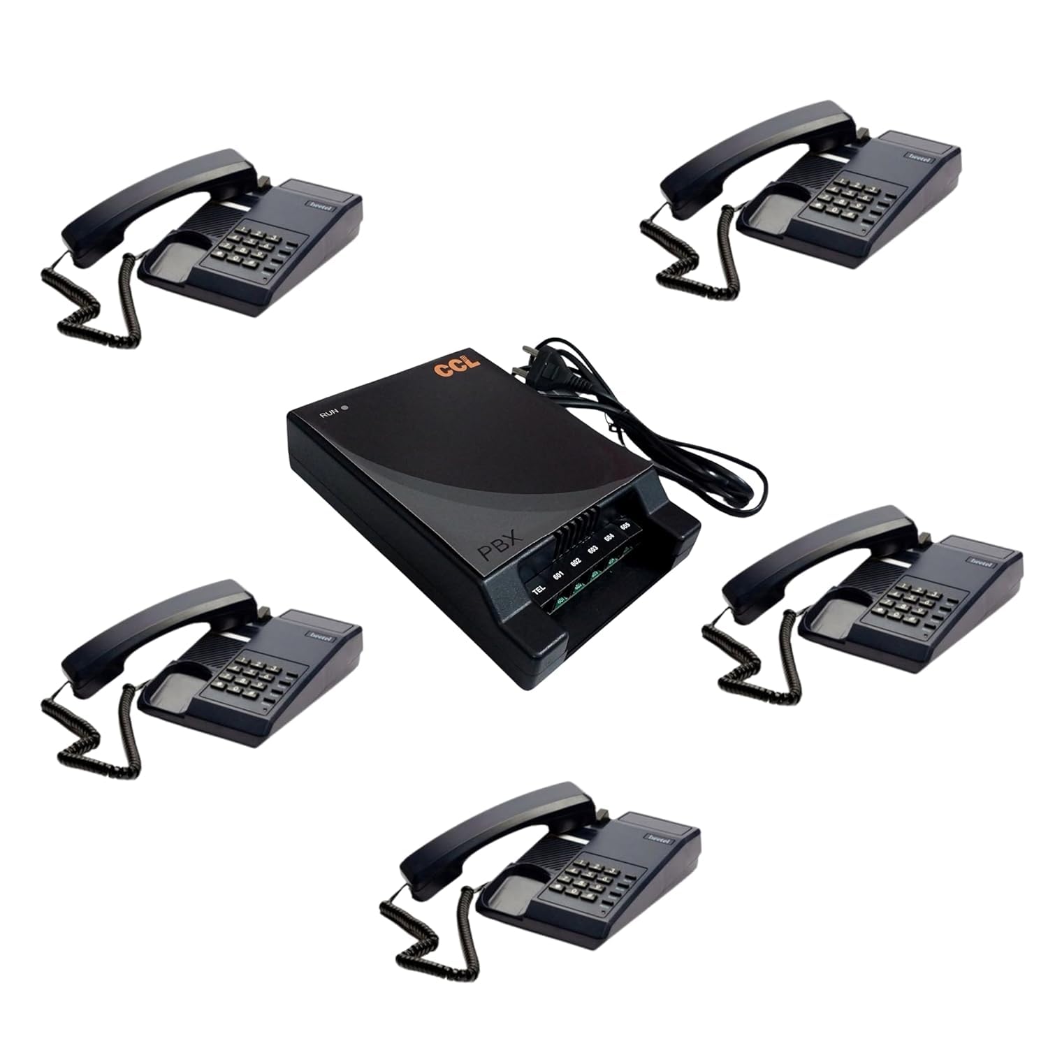 Smart Safety India CCL 105B EPABX Telephone Intercom System Combo 1 CO Line & 5 Extensions Includes 5 Bettel C11 Analog Telephones Digital Office PBX PSTN Compatible Wall Mount Black-image-28