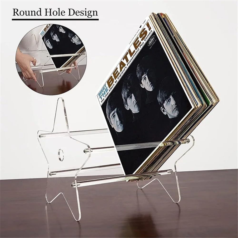Support de disques Présentoir de CD en vinyle Transparent forme d'étoile à cinq branches, support rangement for album et disque acrylique, for la maison le bureau