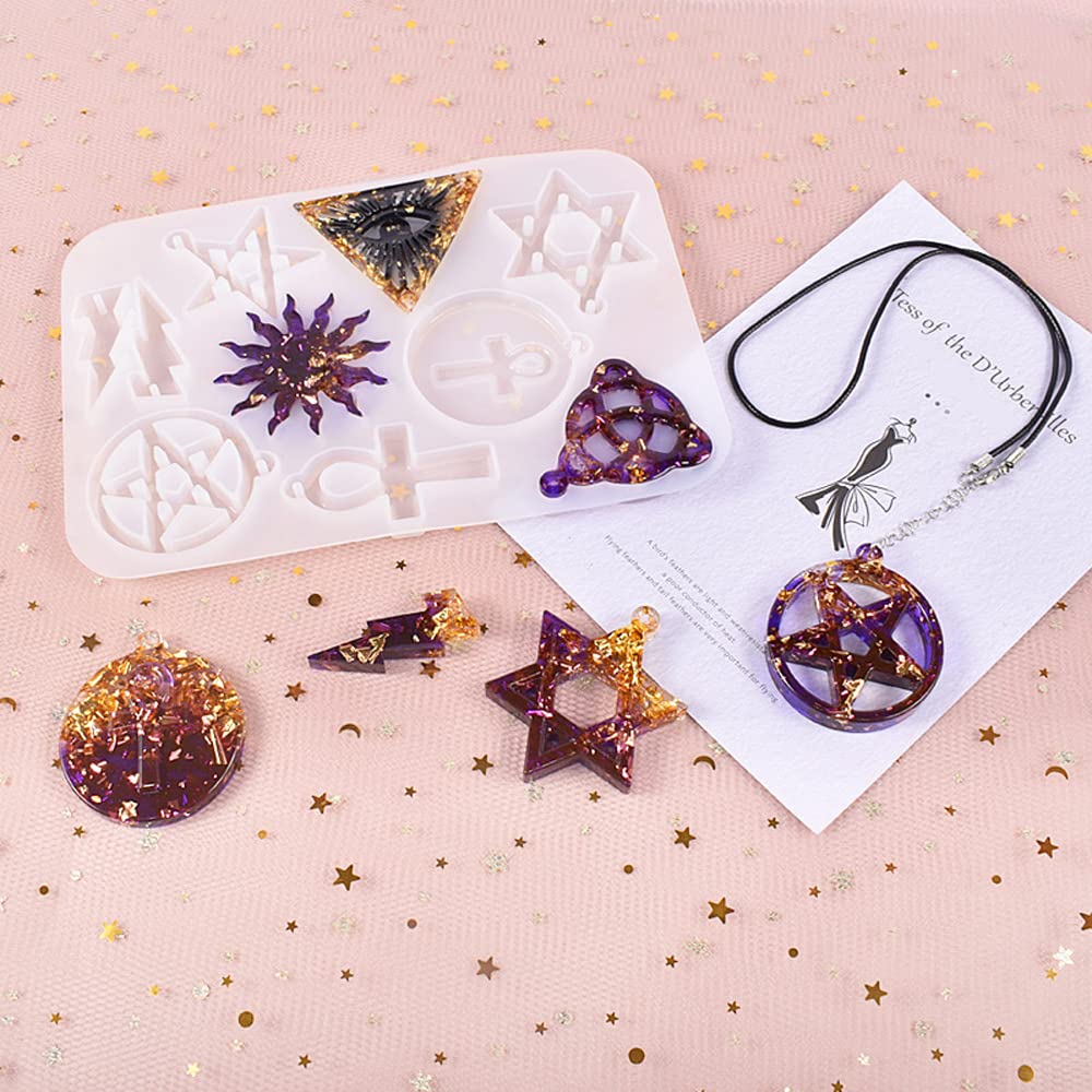 2hcn hars siliconen vorm DIY Hexagram Spiritueel amulet hanger harsvorm Celtics pentagram stervormen