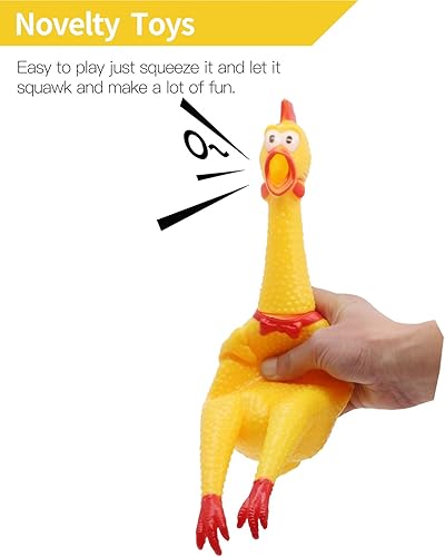 Miniatura 3 de Novelty Place Carga adicional Pollo de goma Squawking grande de 16 pulgadas pollo chirriante y gritando amarillo para niños o adultos