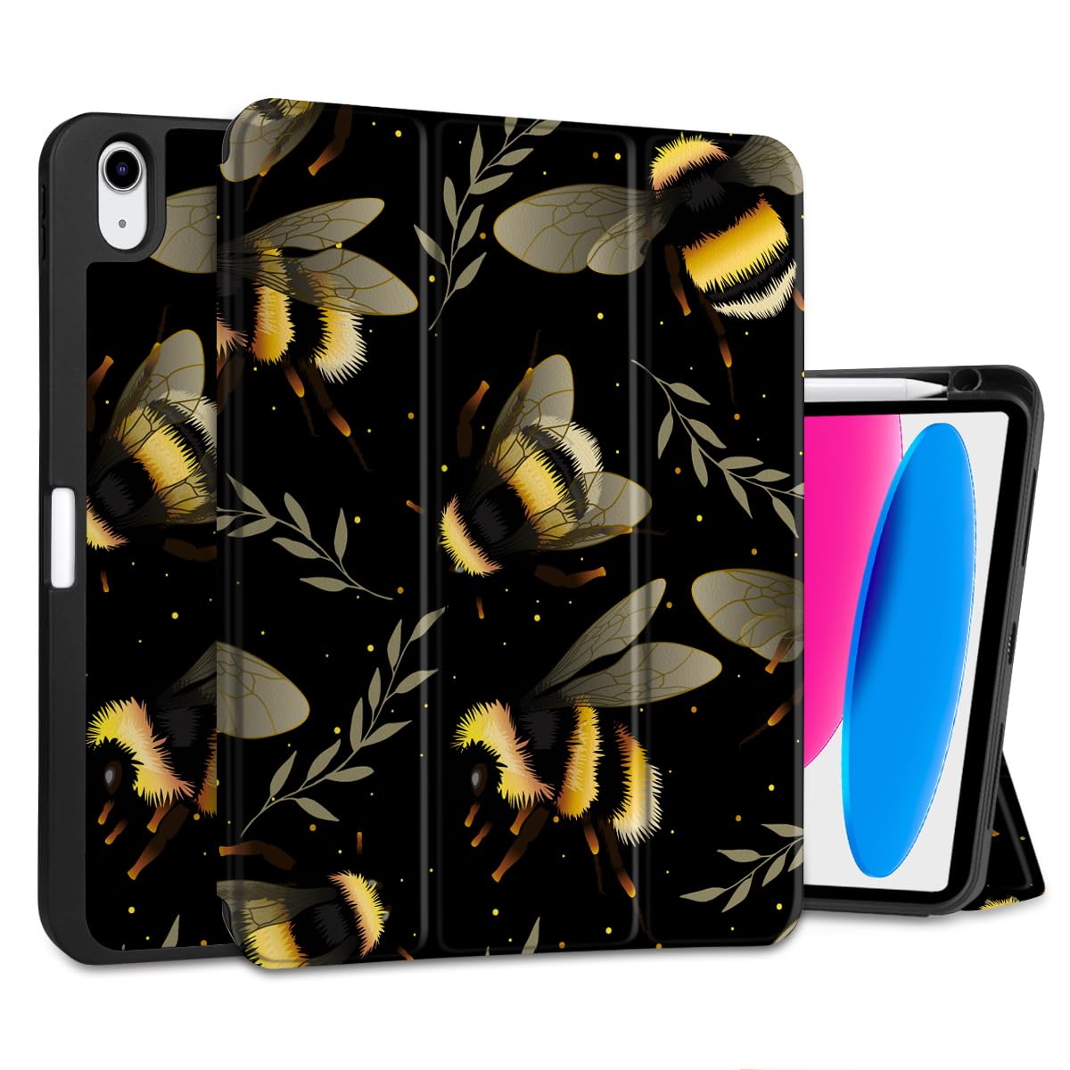 MEEgoodo Case for iPad A16 11th Generation 11 inch 2025/iPad 10th Generation 10.9 inch 2022, Tablet Cover with Trifold Stand + Pencil Holder + Auto