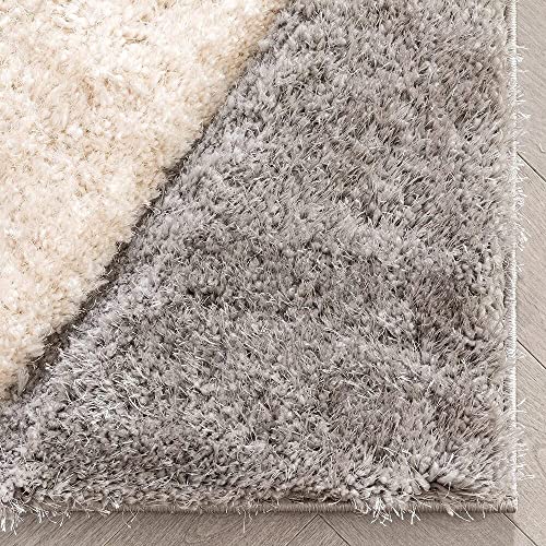 Image of F & B RUGS ; SUPERIOR QUALITY PRODUCTS Handwoven Super Soft Indoor Modern Shag Microfiber USA Exported Carpet with 2. inchInch Thickness Silky Fluffy Smooth 7x7 feet Pink Grey