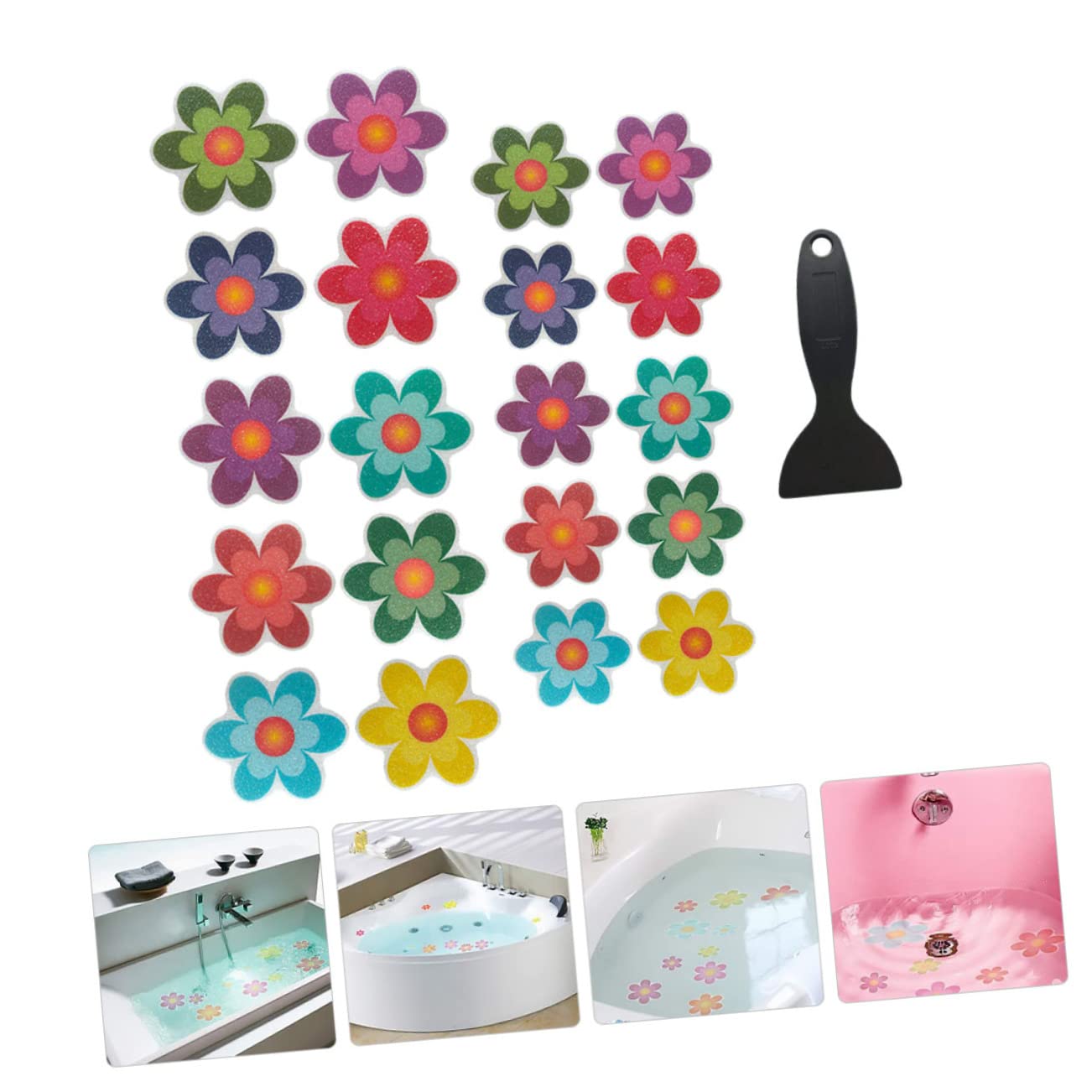 Ciieeo 3 Juegos Adhesivos Antideslizantes para Flores. Apliques Antideslizantes para baño Girasol Pegatinas Antideslizantes bañera niño Pegatinas Pared Pegatinas de bañera para el hogar