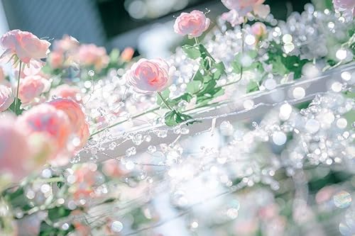 Miniatura 10 de Guirnalda de alambre transparente con cuentas de diamante de 40 pulgadas, guirnalda de cristal acrílico, decoración de boda, fiesta, corona, centro