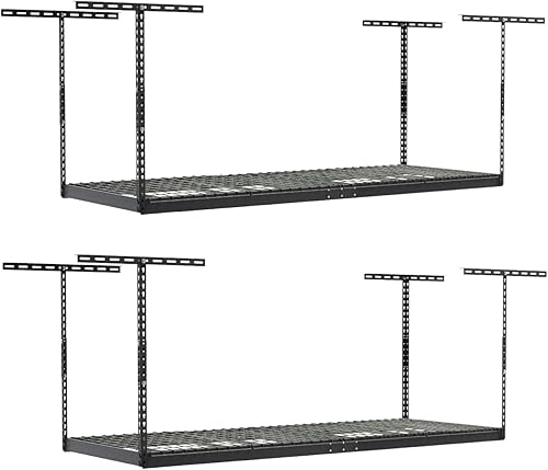 MonsterRax - Estantes de almacenamiento para garaje de 3 x 8 pies (paquete de 2) estantes montados en el techo, organizador colgante ajustable,