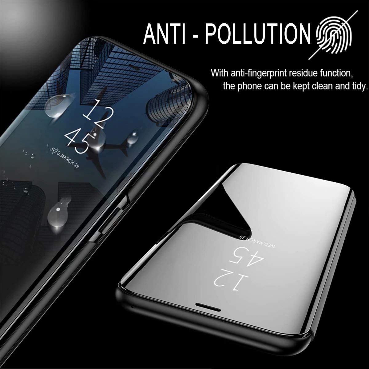 Cover Flip Per Xiaomi Redmi Note 10 Pro Custodia Nera a Specchio Clear