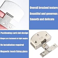 Vista 4 de Bisagra de puerta de cristal de plata Bisagra de gabinete de exhibición Abrazadera de cristal de 90 grados conveniente para 0.197-0.315 in