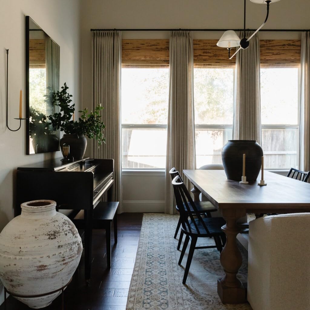 TWOPAGES Jawara Custom Curtain Light Filtering Linen Cotton Drape for Living Room Bedroom Neutral Drapery Room Darkening Window Panel Blackout Drapery, 1 Panel