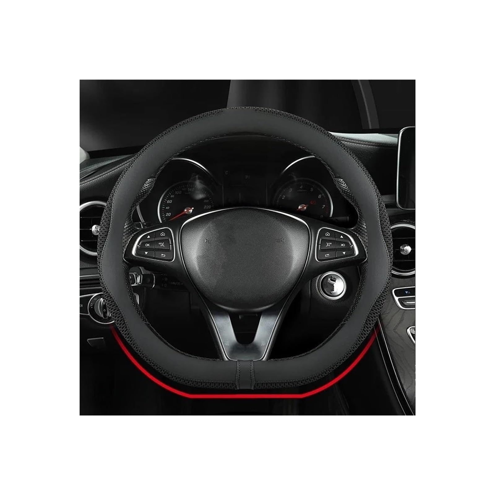 Funda Volante Coche Universal Cubiertas Antideslizantes para Coche, Cubierta De Cuero para Volante, Malla Transpirable, Uso General, Resistente Al Desgaste, 38CM De Diámetro Fundas para Volante (Colo