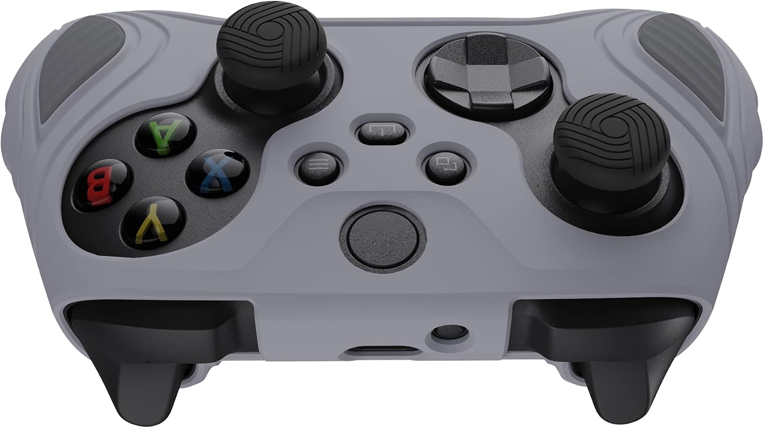 PlayVital Scorpion Edition Two-Tone Anti-Slip Silicone Case Cover for Xbox Series X/S Controller, Soft Rubber Case for Xbox Core Wireless Controller with Thumb Grip Caps - Metallic Gray & Dark Gray