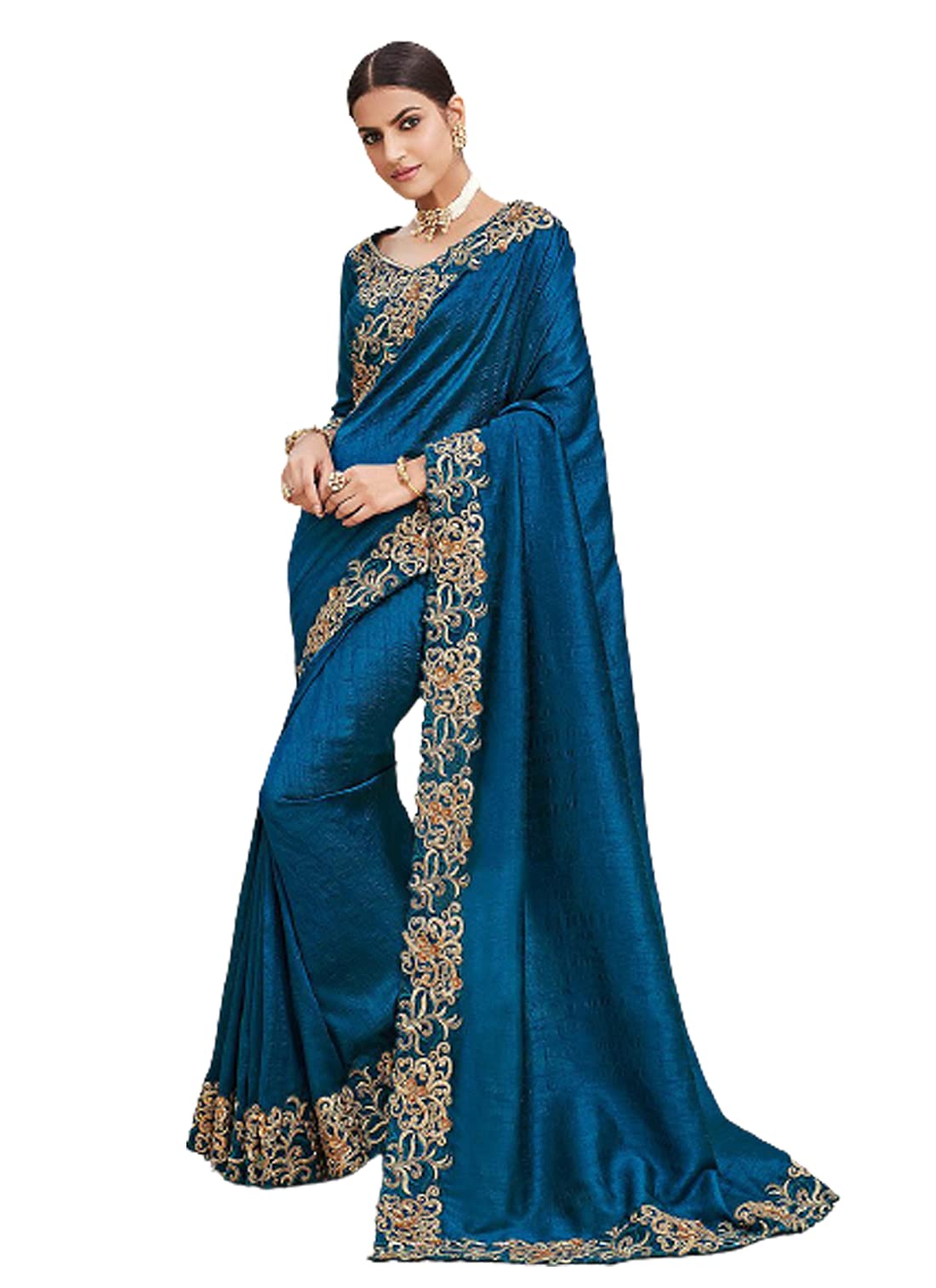 Visena FabSilk Embroidery Work Saree