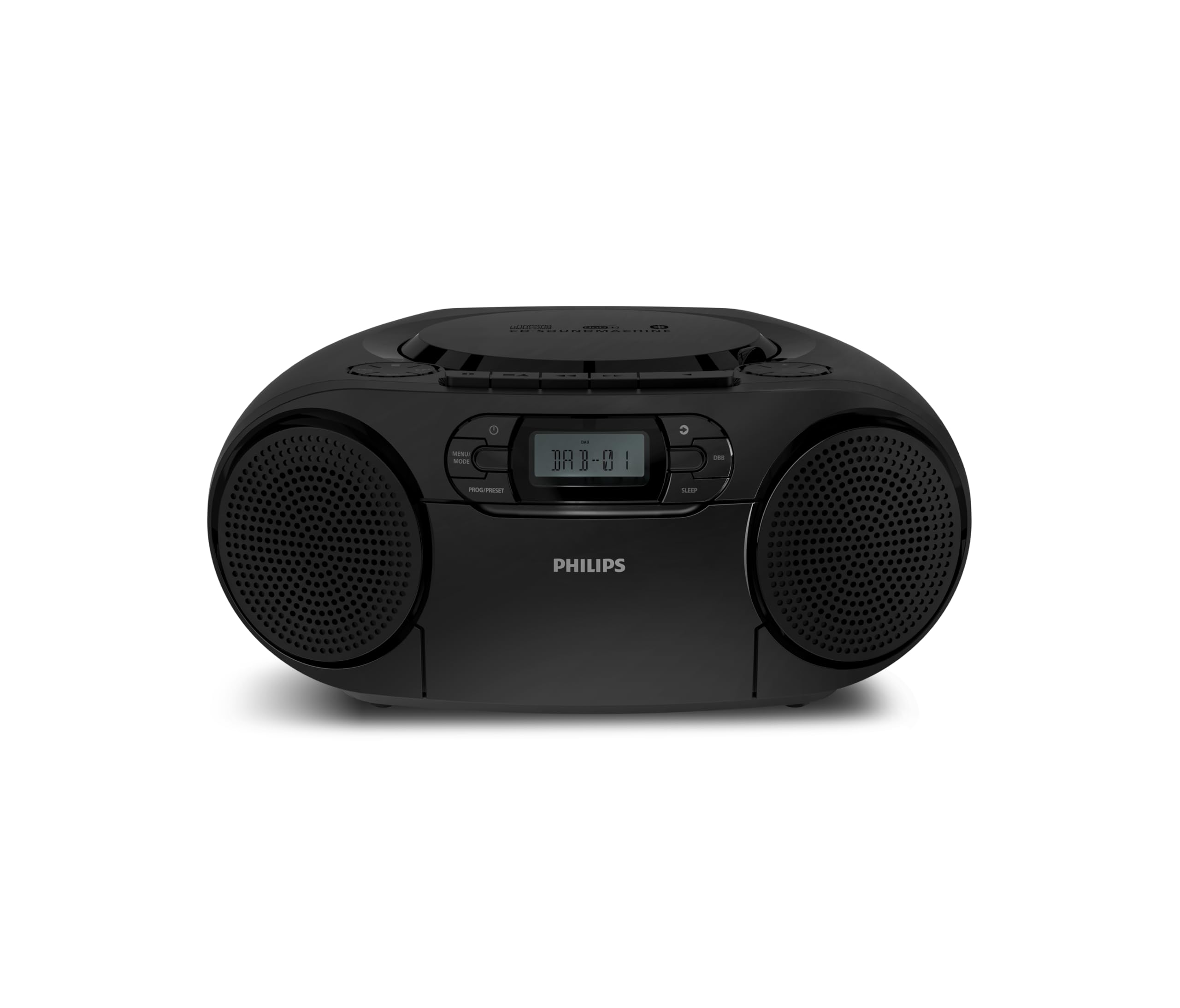 Philips TAZ2500 CD Soundmachine portatile lettore cassette, Radio DAB+/FM, Bluetooth 6.0, Riproduzione USB, Ingresso audio, Boost bassi dinamici, Altoparlanti stereo, Alimentazione CA/Batteria – Nero