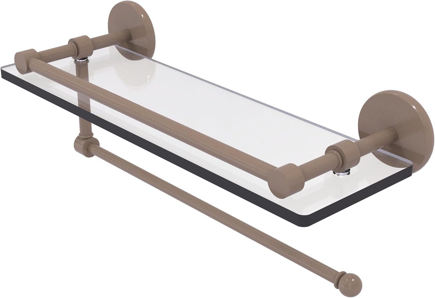 Allied Brass P1000-1PT/16-GAL-WHM Prestige Skyline Collection Paper Towel Holder with 16 Inch Gallery Glass Shelf, Matte White