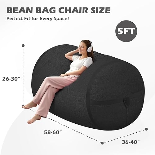 Miniatura 105 de HABUTWAY Puf gigante de 2 pies para adultos, con relleno de espuma viscoelástica, puf grande con funda de terciopelo holandés extraíble para sala de