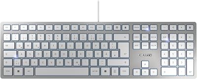 CHERRY KC 6000 Slim – USB Keyboard – Ultraflaches Design – Kabelgebunden – Deutsches Layout – QWERTZ Tastatur – Silber