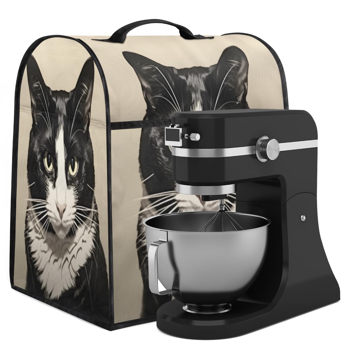Coffee Maker Cover Retro Cat Kitchen Appliance Covers Small Appliance Covers Blender Cover Juicer Cover Dust Covers for Kitchen Appliances with Top Handle and Pockets,Washable,C288