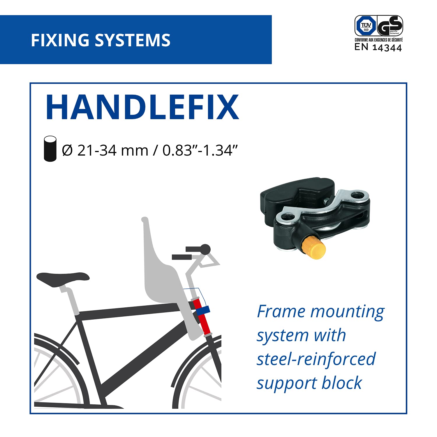 b bellelli Tatoo Plus - Seggiolino bici anteriore - attacco Handlefix - Si fissa al manubrio - dai 9 mesi ai 3 anni - max 15 kg - colore White