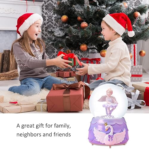 Miniatura 7 de Ballerina Girl Swan Lake Globo de nieve musical, globo de nieve de cristal de 3.150 in, caja de música de ballet con luces coloridas para niñas,