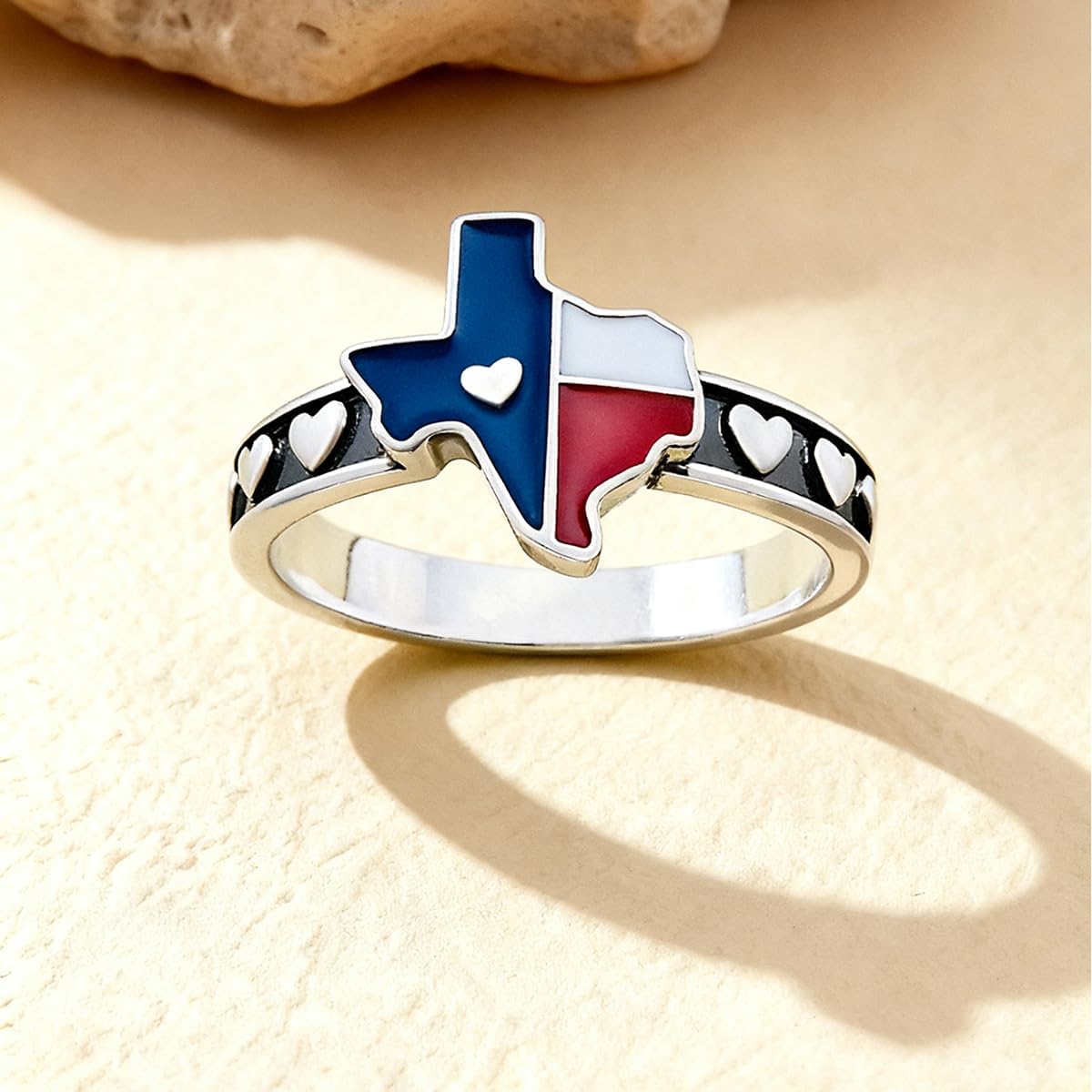 MADEONE 1pc Simple Unique Sterling Silver Texas Love Ring elegant women's fine jewelry Valentine's Day birthday gift daily wear