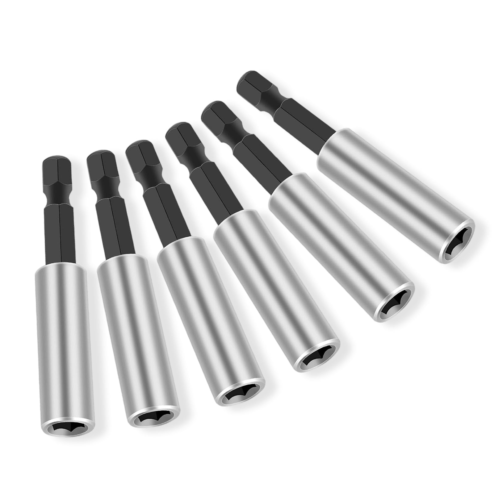 5 Stück Hochwertiger Bithalter Magnetisch, Bit Verlängerung, Schnellwechsel Bithalter 1/4", 60mm aus Edelstahl Starke Bit halter Magnetisch, Bohrerbitbefestigung