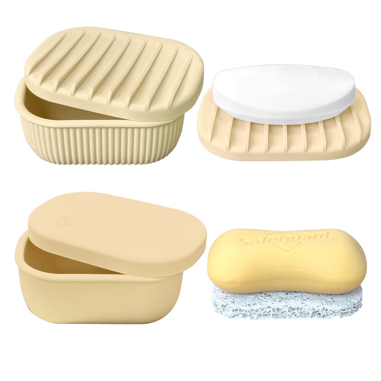 Porte-savon de voyage en silicone étanche avec égouttoir | Lot de 2
