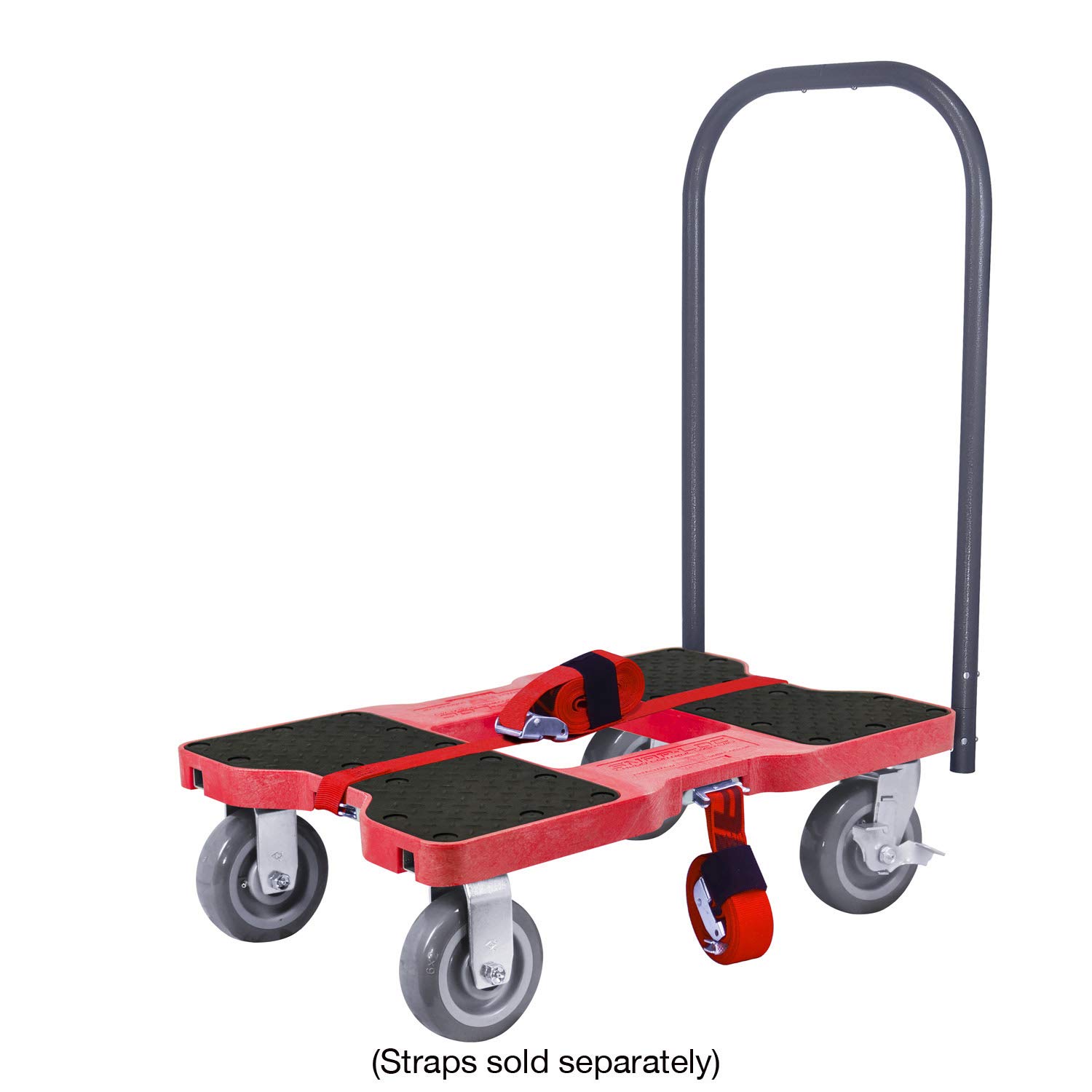 🔥 SNAP-LOC 1800 LB Super-Duty Push CART Dolly RED with Steel Frame, 6 inch Casters, Push Bar and Optional E-Strap Attachment