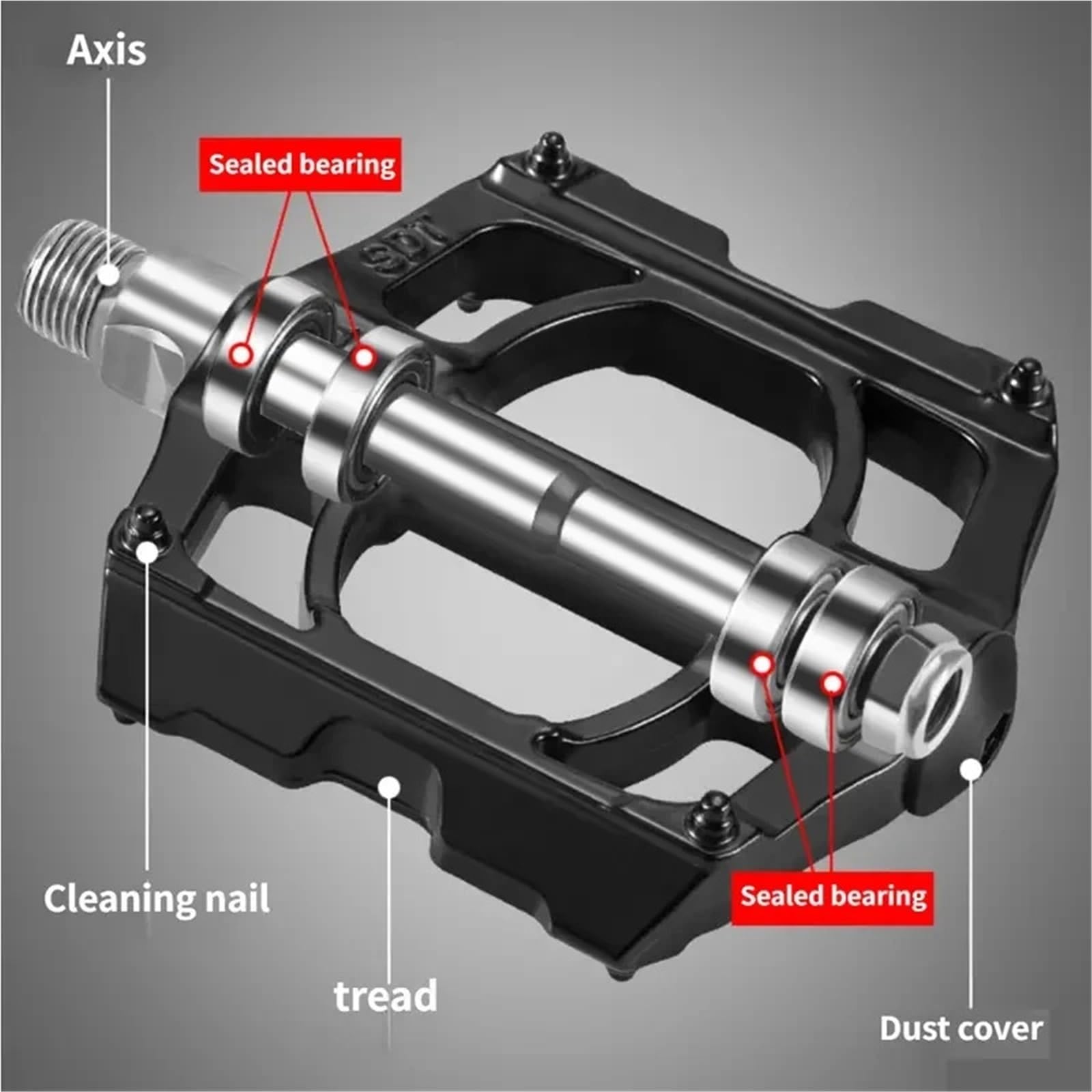 6 Paar rutschfeste Mountainbike-Pedale, Aluminiumlegierung, versiegeltes Kugellager, Reitpedale, Universal-Fahrradzubehör für Straße und MTB