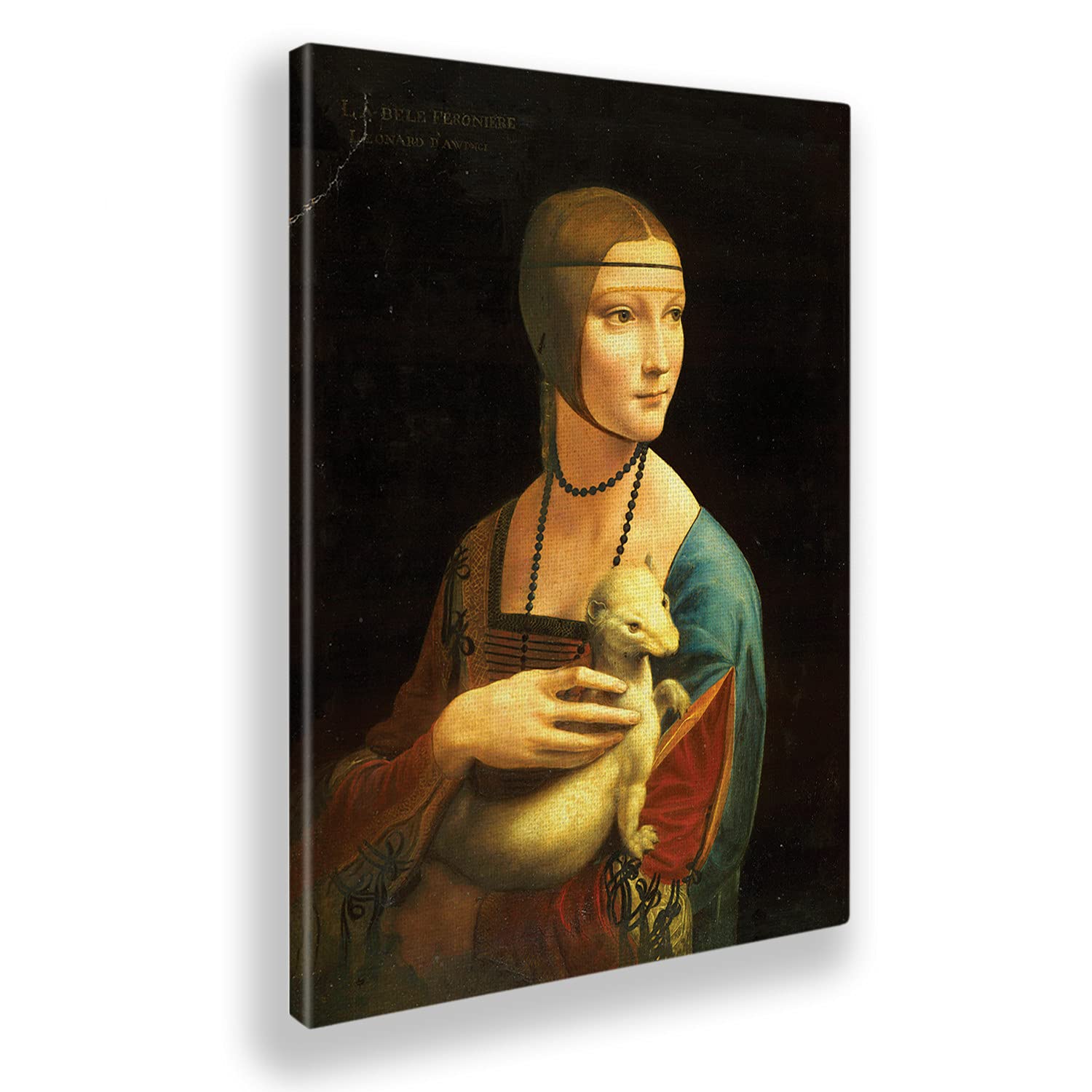 Giallobus - Cadre - Leonardo Da Vinci - Dame à l'hermine 2 - Toile - 50x70 - Prêt à accrocher - Peintures Modernes pour la Maison